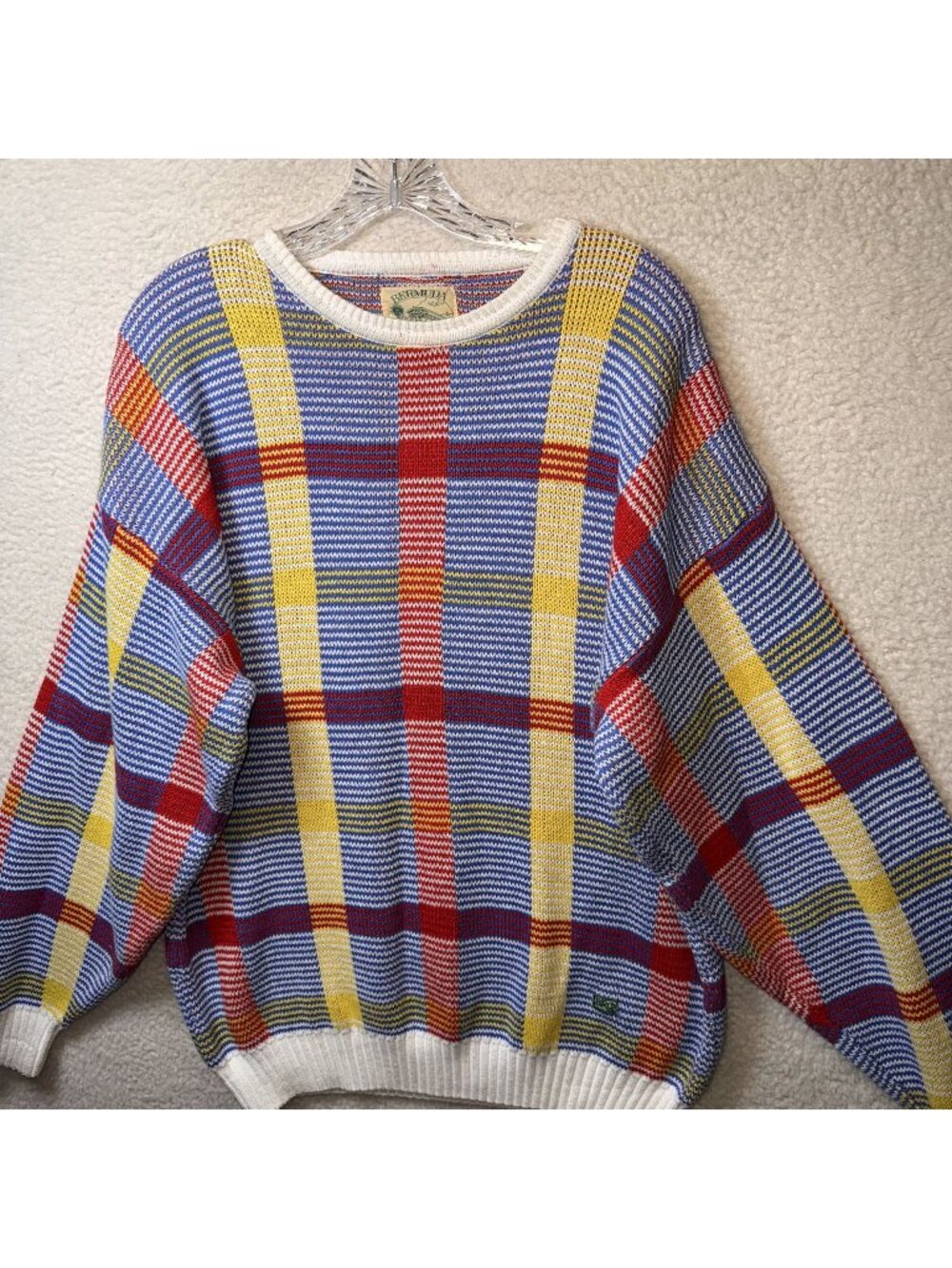 Vintage Bermuda Railway Multicolor Colorblock Striped Knit Sweater Large Cotton